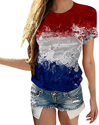 חולצות 4 ביולי נשים 2023 חג הקיץ חולצות יום העצמאות האמריקאית חולצות ארהב דגל ארהב כוכב פסים