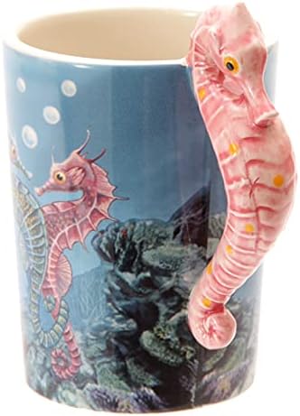 Puckator Lisa Parker Seahorse Seahorse Ceramic Chouted ידית, משקאות חמים קפה תה, קופסת מתנה דקורטיבית,