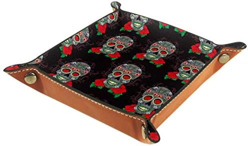 גולגולת ליטני סוכר מארגן ורדים מגש אחסון קופסת מיטה מיטה קאדי שולחן עבודה מגש החלפת ארנק מפתח קופסת מטבע מגש מגש