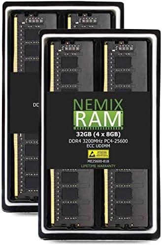 NEMIX RAM 128GB DDR4 3200MHz PC4-25600 ECC UDIMM תואם למתלה ASROCK Motherboad E3C252D4U, E3C252D4U-2T,