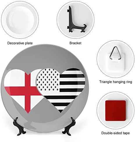 אנגליה ודגל אמריקאי שחור עצם קרמיקה קרמיקה סין צלחות דקורטיביות עם צלחות ארוחת ערב של קישוטים תלויים