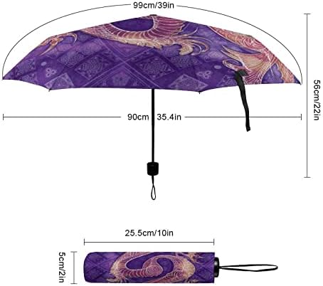 מטריית נסיעות דרקון סינית מטרייה מתקפלת עמידה לרוח לגשם מטרייה ניידת אוטומטית פתיחה וסגירה