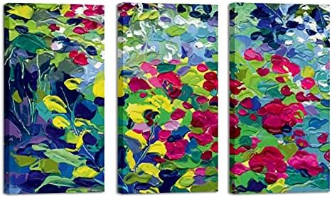 3 פאנלים ממוסגרים קיר קיר קיר פרחי שמן מציגים ציורי שמן אמנות ביתית מודרנית מוכנה לתלות 12 x24