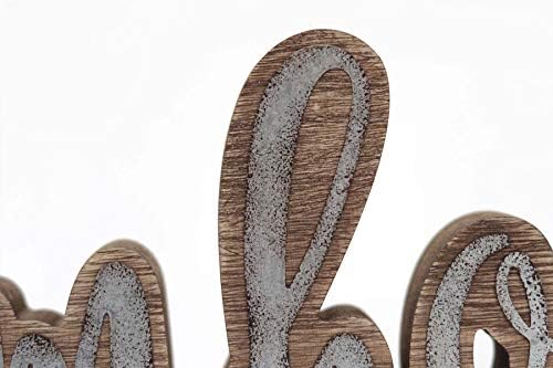 עיצוב שלט שולחני חווה מעץ מעוטר בפלדה מגולוונת, שלט מילים חווה בודד
