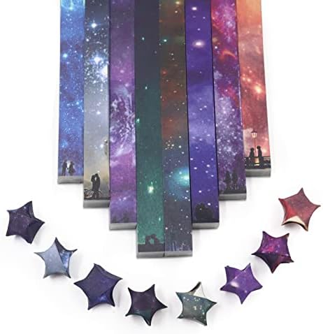 540 גיליונות אוריגמי כוכבי נייר רצועות נייר DIY מלאכת יד שיפוע שמיים כוכבים ברי מזל כוכב צבעוני