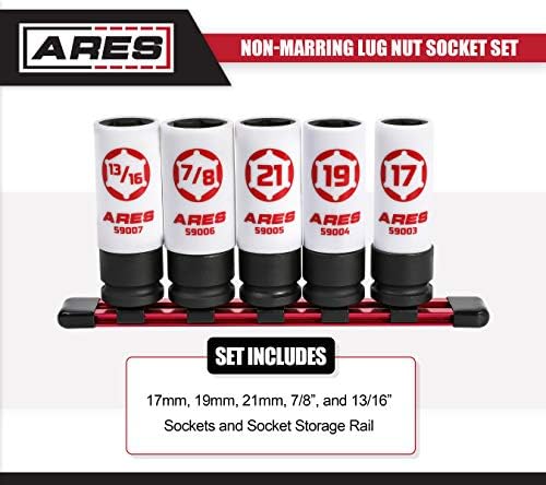 ARES 59000-5 פיסת כונן 1/2 אינץ 'כונן אי-חיתוך השפעה על ערכת שקע אגוזים-שרוולי מגן ותוספות מונעים נזק לגלגלים