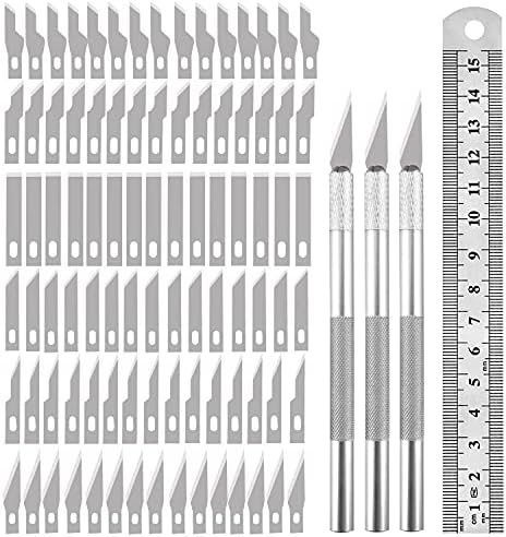 90 יחידות סכין להבי דיוק קרפט סכין סט, עבור עשה זאת בעצמך יצירות אמנות, חיתוך, מודלים, שירבוטים