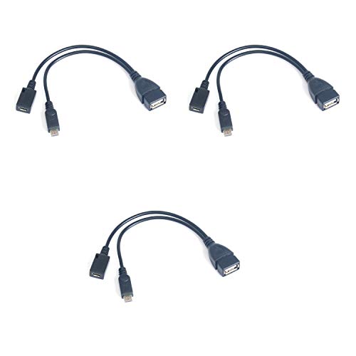 CFIKTE USB כבל OTG עבור מוטות מדיה ותיבות אריזה. 2 במתאם יציאת USB 1, כבל מיקרו OTG ואספקת חשמל למדבקות