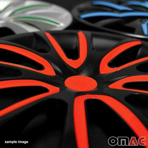 OMAC HubCaps 16 אינץ 'עבור Chevy Trax שחור וכתום 4 יח'. כיסוי חישוקי גלגלים - כובעי רכזת - החלפת
