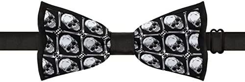 שחור לבן גולגלות גברים של עניבת פרפר מראש קשור מתכוונן עניבת פרפר ללבוש רשמי טוקסידו חתונה