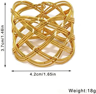 טבעות מפיות זהב XBWEI טבעת טוויסט מתכת טבעת מפיות טבעת לחתונות למסיבת ארוחת ערב.