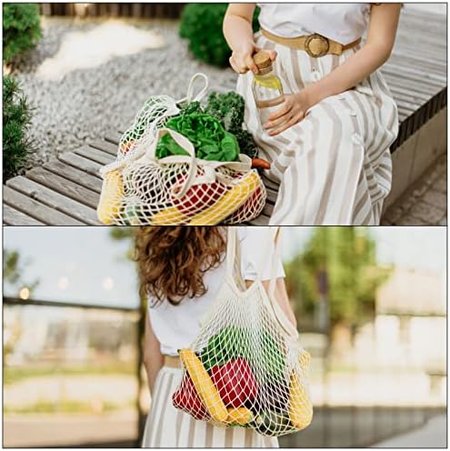 כותנה רשת תיק לשימוש חוזר רחיץ רשת נטו מחרוזת מכולת שקיות ארגונית עבור פירות ירקות קניות
