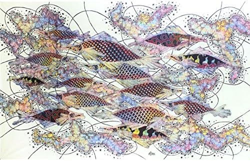 ציור אמנות בטיק,' דגים ושגשוג ' מאת אגונג