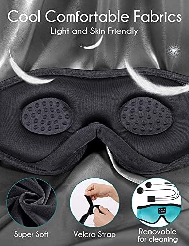 LC-Dolida Bluetooth Mask Mask 3D מוסיקה אלחוטית שינה מסיכת עיניים מסכת שינה שחורה עם אוזניות