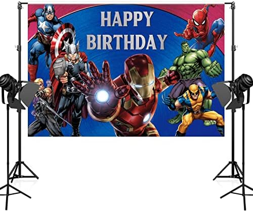 רקע גיבור מארוול נוקמי איירון מן ספיידרמן מסיבת יום הולדת באנר רקע צילום לסטודיו לצילום קישוט שולחן עוגה 5