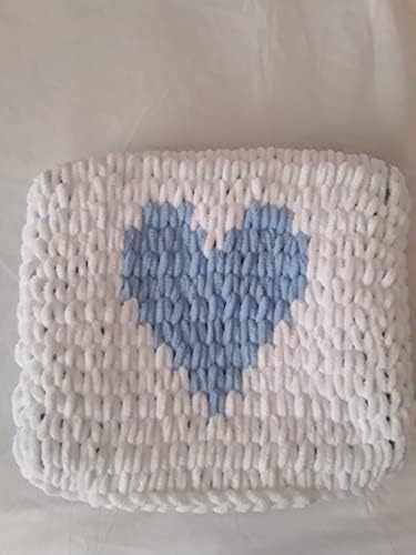 כריות לב דקורטיביות, כיסויי כרית לבנים עם לב כחול, מתנת יום הולדת לילדים, כיסוי כרית 10x10, תפאורה
