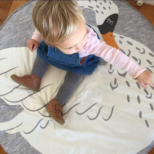 ימפורגה כותנה כותנה עגולה שטיח ברבור לילדים, מחצלת משחק רצפה לתינוקות, מחצלת זחילה, שמיכת משחק, שטיח