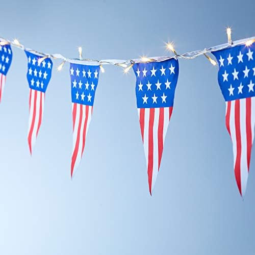 Lights4Fun, Inc. 8ft American Flag Bunting Triangle Banner Stars and Stripes USA 4 ביולי פטריוטי קישוט