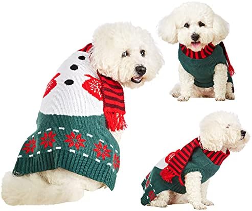 סוודר חג המולד של Laamei כלב סרוג שלג סרוג בגדי חיות מחמד רכים חורף חורף סרבל השנה החדשה