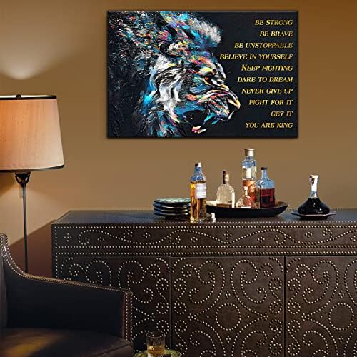 ציטוטים מעוררי השראה אריה בד קיר אמנות חיה מעוררת השראה הדפסת תמונת יצירות אמנות תפאורה קיר למשרד איש