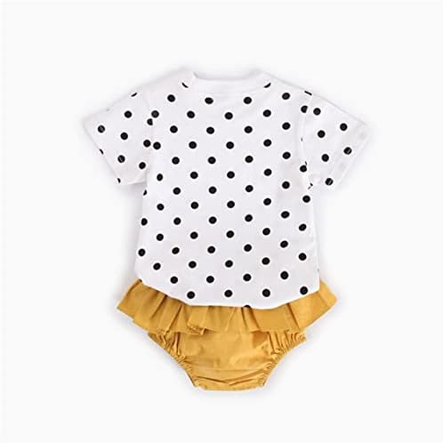 מתנת תינוק חמודה פעוט ילדה פולקה נקודה חולצת טי קצרה עם שרוולים טופ פרוע מכנסיים קצרים מצולעים סט תלבושת