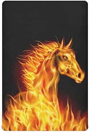 גיליונות עריסה מצוידים, אש אש זהב סוס עריסה לתינוק לבנים, גיליון מזרן עריסה מצעי פעוט מצויד, 27x39