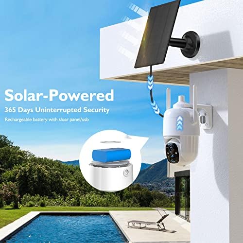Alweviee מצלמות אבטחה סולארית אלחוטית חיצונית, 2K 3MP PAN TILT TILT 360 ° תצוגה IP65 אטום למים סוללה