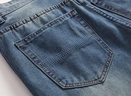 מכנסי ג'ינס קרועים לרטרו של Maiyifu-GJ של גברים, רזה רזה רזה מתאימים מכנסי ג'ינס ישר מכנסי ג'ין עם