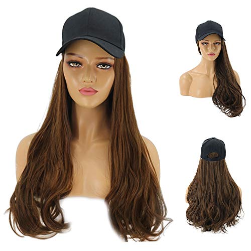 יאנג1 נשים פאת כובע מקשה אחת כובע פאה ארוך מתולתל שיער ארוך פוני 55 סמ