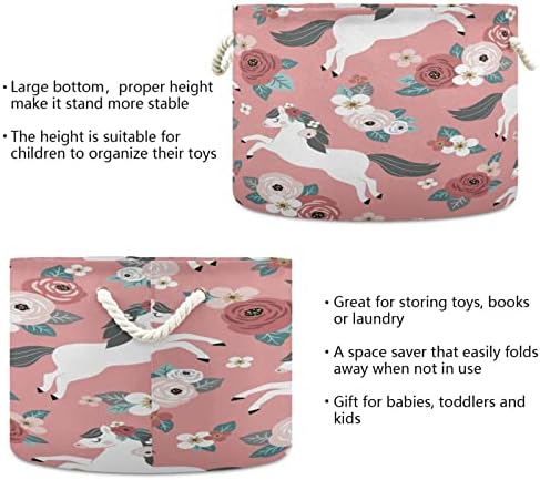 קיגאי סוס פרחוני כותנה סל חבלים סלסלים גדולים של כביסה לתינוקות סל שמיכה סלסלת סלסלת צעצועים לילדים מארגן