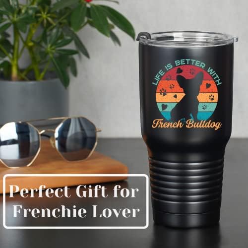 OneBttl מתנות בולדוג צרפתי לגברים, מתנות הצרפתיות הטובות ביותר מתנות לאב כלב, כוס מבודד מפלדת