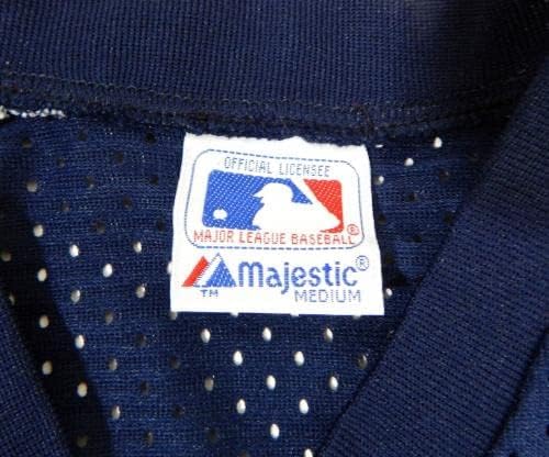 1983-90 מלאכים בקליפורניה משחק ריק הונפק תרגול חבטות כחול ג'רזי M 897 - משחק משומש גופיות MLB
