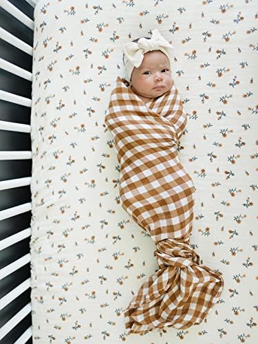 קרם פרחוני גיליון עריסה של מוסלין מאת Mebie Baby, סדיני מצעים רכים ונושמים לתינוקות, מצעים ניטרליים מודרניים