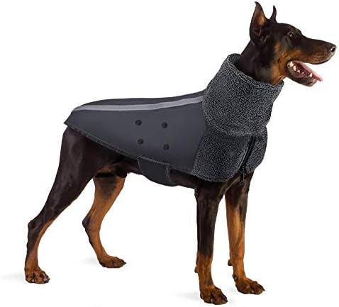 מעיל כלב חורפי של סלטון, צמר קוטב חם בפינה כלב כלב ז'קט חיצוני עם צעיף צוואר גולף פס רפלקטיבי מתכה