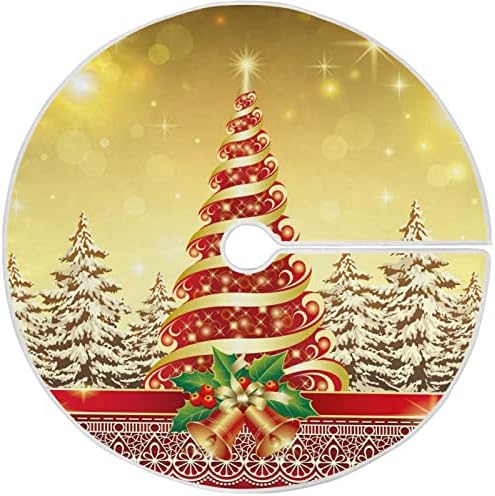 עץ חג המולד של Oarencol חצאית עץ חג המולד נצנצים מוזהבים קישוטי מחצלת עץ חג חג המולד 36 אינץ '