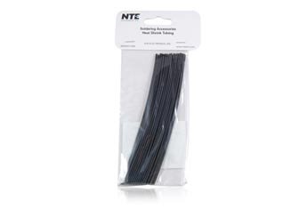 NTE Electronics 47-20006-BK צינורות כיווץ חום, קיר דק, יחס כווץ 2: 1, קוטר 3/64 , אורך 6, שחור