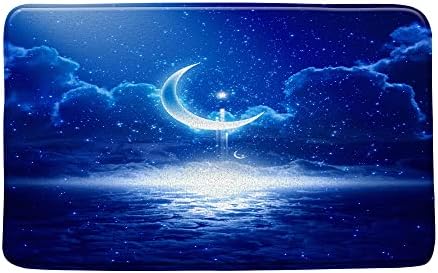 וילון מקלחת ירח אוקיינוס ​​ירח כחול על ענני ים כוכב פנטזיה כוכבי לילה ענני שמים שביל החלב מככב בחלל מסתורי