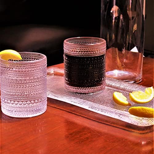 כוסות שתייה עם 6 חבילות, כוס זכוכית מודרנית בעובי 10 אונקיות, זכוכית אופנה ישנה כפולה, כלי זכוכית בועות וינטג