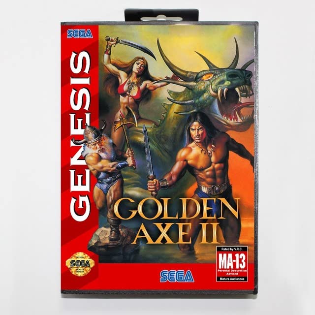 מחסנית משחק של 16 סיביות של SEGA MD עם תיבת קמעונאות - כרטיס משחק Golden AX II 2 עבור Megadrive