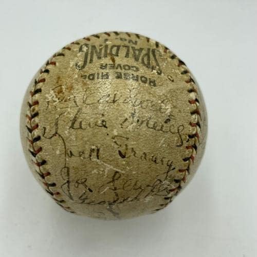 קבוצת האינדיאנים ההיסטורית של קליבלנד 1921 חתמה על בייסבול עם יור Tris PSA DNA - כדורי בייסבול חתימה