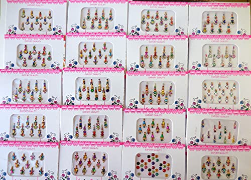 הודו Crafts ™ 12 חבילות- 100 צבעי צבע רב-צבעים ארוכים מצח טיקה פנים
