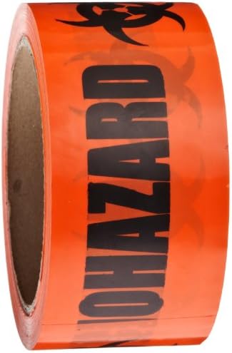 מוצרי רול 142-0004 סרט PVC סרט אזהרה של ביו-הזארד עם חותם שחור, אגדה ביו-זארד, 55 י.ד. אורך x 2 רוחב,