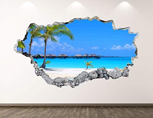 מדבקות אמנות קיר חוף ווסט חוף עיצוב 3D חלון עץ דקל מדבקת ציור קיר חדר ילדים מתנה בהתאמה אישית BL152