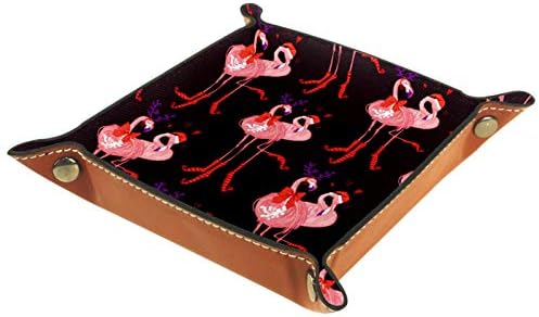 Lyetny Flamingo מצחיק חמוד עם מארגן כובע חג המולד מגש אחסון מיטה מיטה מיטה קאדי שולחן עבודה מגש החלפת