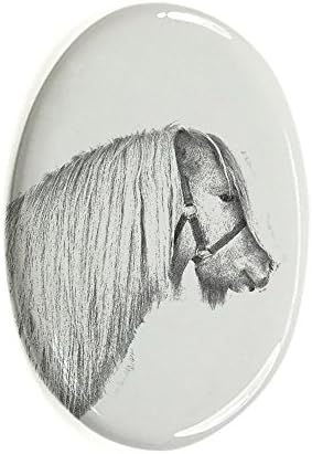 ארט דוג, מ.מ. פוני שטלנד, מצבה סגלגלה מאריחי קרמיקה עם תמונה של סוס