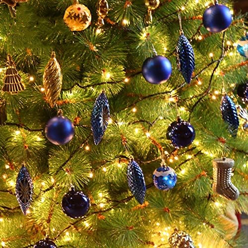 טופיל 6.8ft מואר עץ חג המולד מלאכותי, עץ צירים של אשוח ירוק פרימיום עם נוריות סיבים אופטיים עם