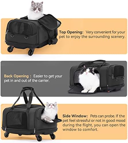 חברת תעופה מנשא לחיות מחמד אושרה-עיצוב משודרג נגד קריסה תחתונה ורצועת יד ניידת, מתאים לכלבים/חתולים