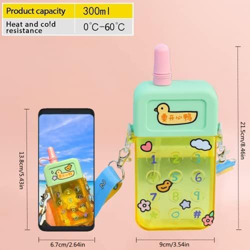 בקבוקי מים חמודים עם קשיות לילדים, קריאייטיב Kawaii טלפון נייד בצורת פלסטיק בצורת דליפות מיץ דליפות כוס