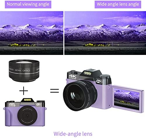 מצלמת וולוגינג ליוטיוב, מצלמות דיגיטליות 4 קראט 48 מגה פיקסל לצילום עם וויי-פיי, מיקוד ידני זום דיגיטלי