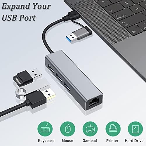 מתאם USB ל- Ethernet, רכזת USB 3.0 של Vienon עם 1 Gigabit RJ45 Ethernet Network Network Network מתאם מתאם
